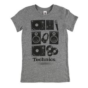 US Blanks Womens Technics Graphic T-Shirt, Grey, NWT